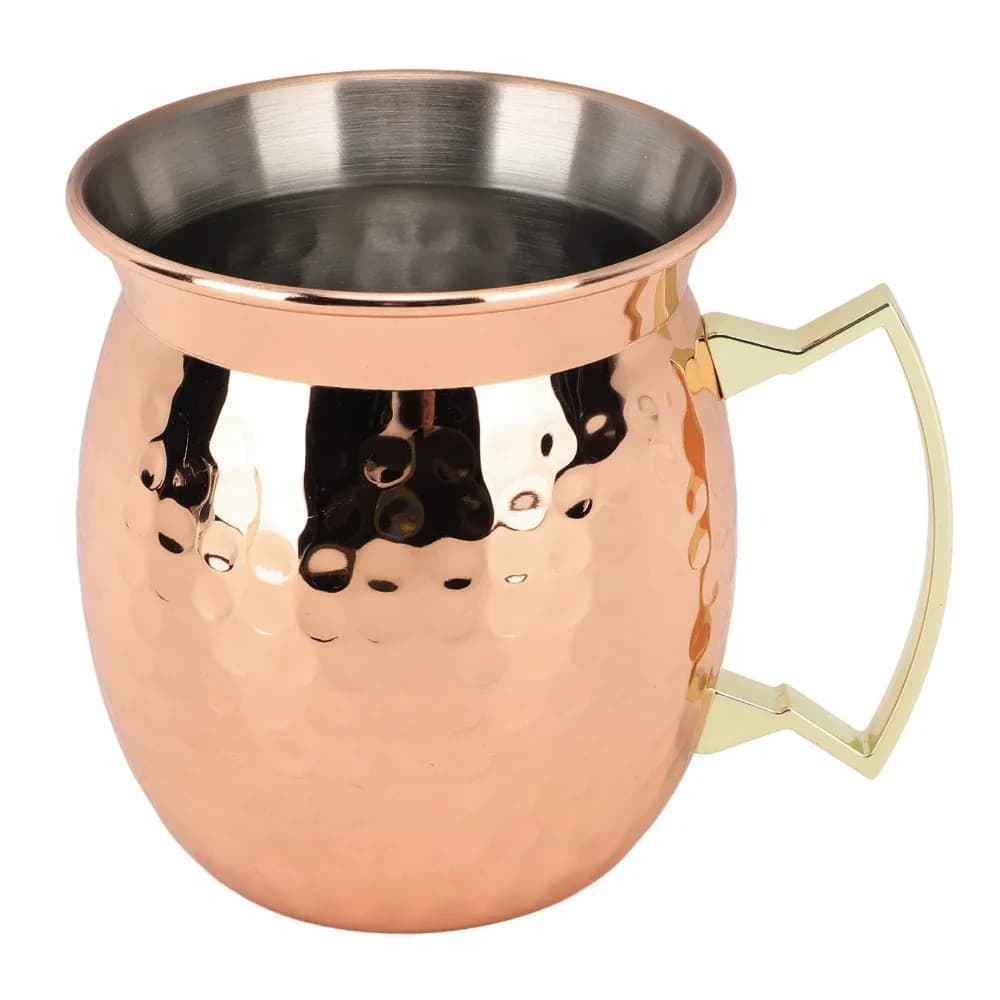Tazza da Cocktail in Acciaio Inox 304 con Design Martellato, Antiruggine, Boccale da Birra Martellato Oro Rosa con Manico, per Tutte le Bevande