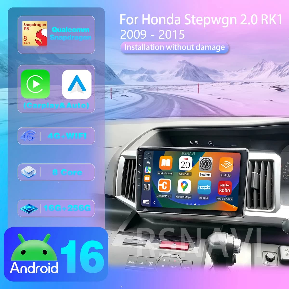 Android 16 For Honda STEPWGN 2009 - 2015 Carplay Auto Car Radio Player Autoradio GPS Stereo 360 Camera Plug and Play Snapdragon