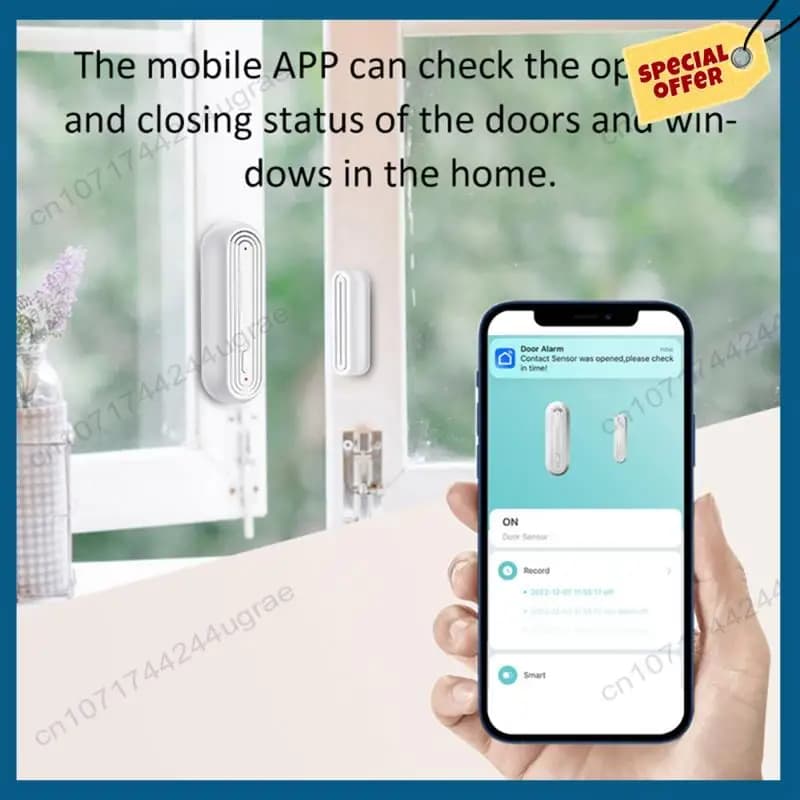 -Sensore di allarme per porte e finestre WiFi intelligente A15I con funzione di rilevamento di apertura/chiusura, allarme antifurto remoto
