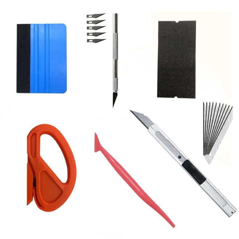 Kit per auto tinta per installazione cinematografica, include utensile da taglio per vinile, raschietto per avvolgere, coltello da diserbo e coltello multiuso...