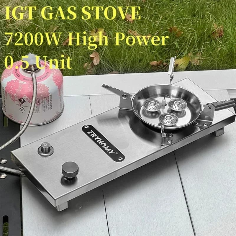 Bruciatore IGT da campeggio pieghevole in acciaio inossidabile ad alta potenza da 7200 W Bruciatore a gas Igt Griglia per barbecue Stufa da tavolo
