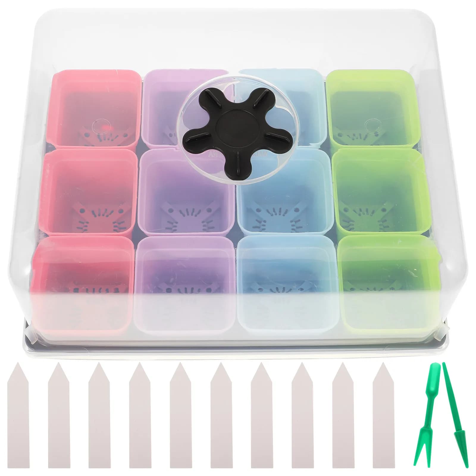Set di Vasi in Plastica Minimalisti per Piante Grasse, Piccoli e Profondi, con Fori di Drenaggio, Vassoio per Semina, Kit per Coltivazione Indoor, Fiori da Giardino