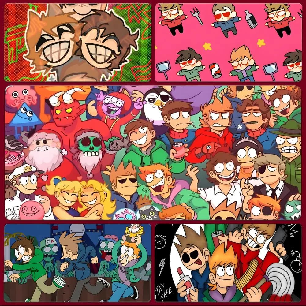 Tappetino per mouse Playful Eddsworld-s, grande tappetino per mouse da gioco con bordi cuciti, tappetino da scrivania ispessito per PC