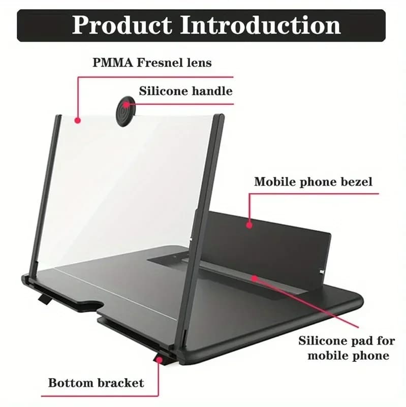 Amplificatore per telefono con schermo HD da 12/10 pollici, protezione anti-luce blu, supporto da tavolo multifunzione per iPhone, Samsung, Xiaomi