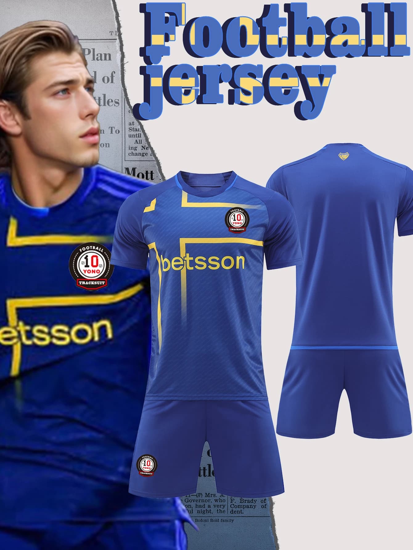 Top girocollo uniforme da calcio sportiva casual da uomo con pantaloncini traspiranti alla moda Comodo set di tute da calcio