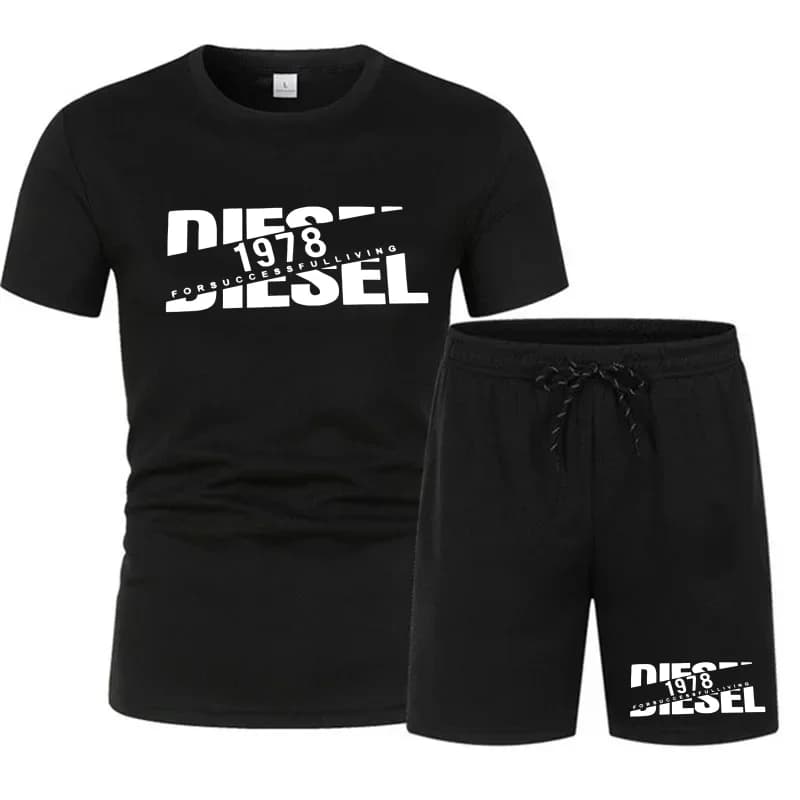 Complete Men's Summer Set 2026: Short Sleeve T-shirt and Casual Sports Shorts with Beach Print - New Trendy, Trendy Item for Jogging