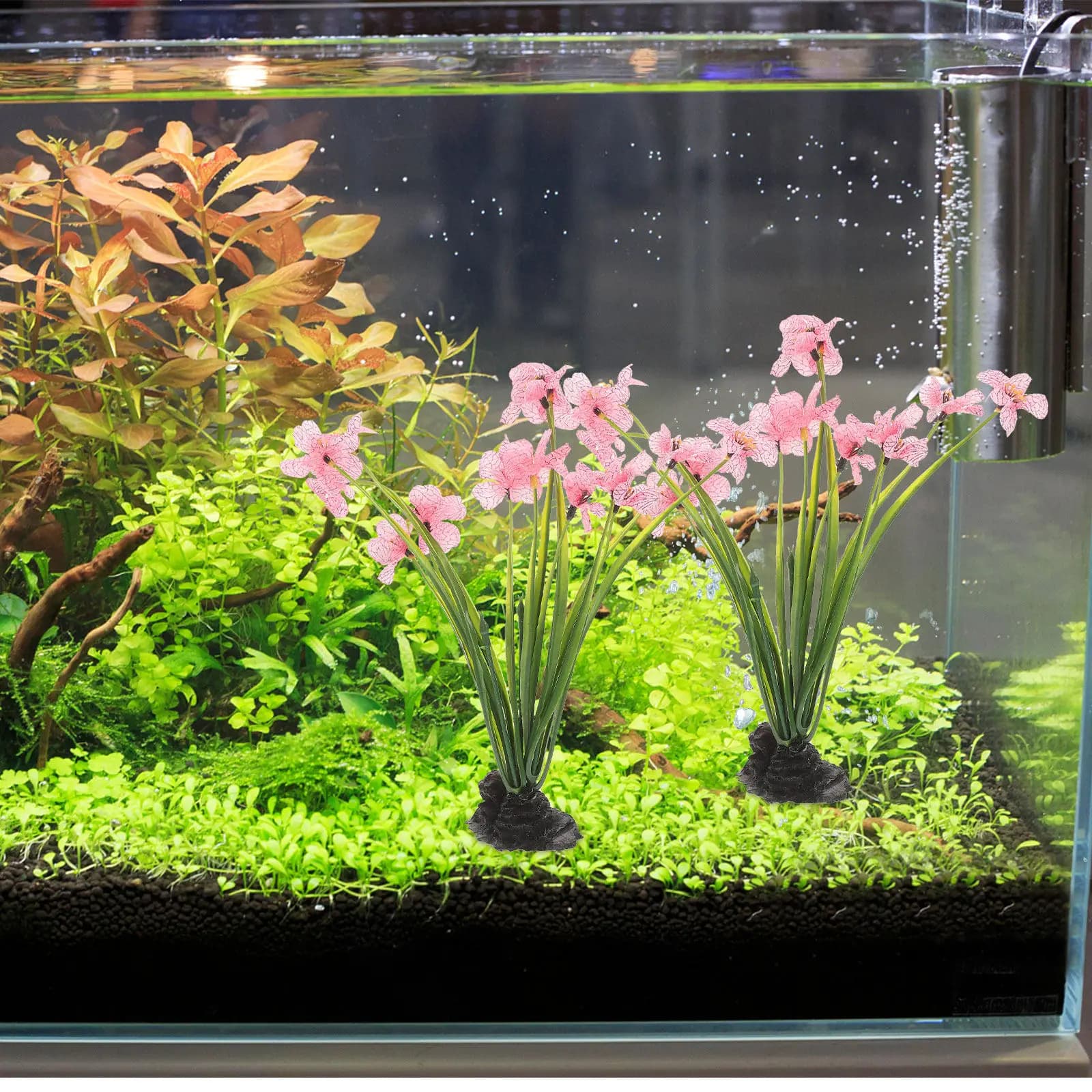 2 Pezzi di Piante Artificiali per Acquario, Decorazione Delicata per Vasca dei Pesci, Piccola Pianta Artificiale da Scrivania, Accessori Compatti per Acquario