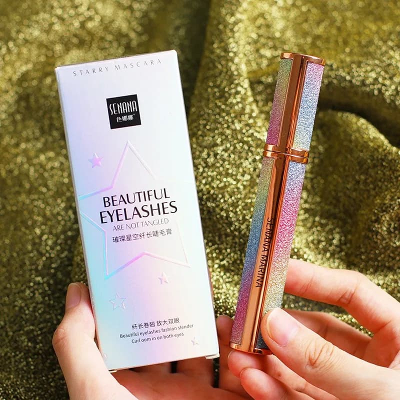 Mascara Scintillante Effetto Stella: Ciglia Lunghe e Voluminose, Sopracciglia Definite, Curvatura Naturale, Sottile, Lunga Durata, Impermeabile, Asciugatura Rapida