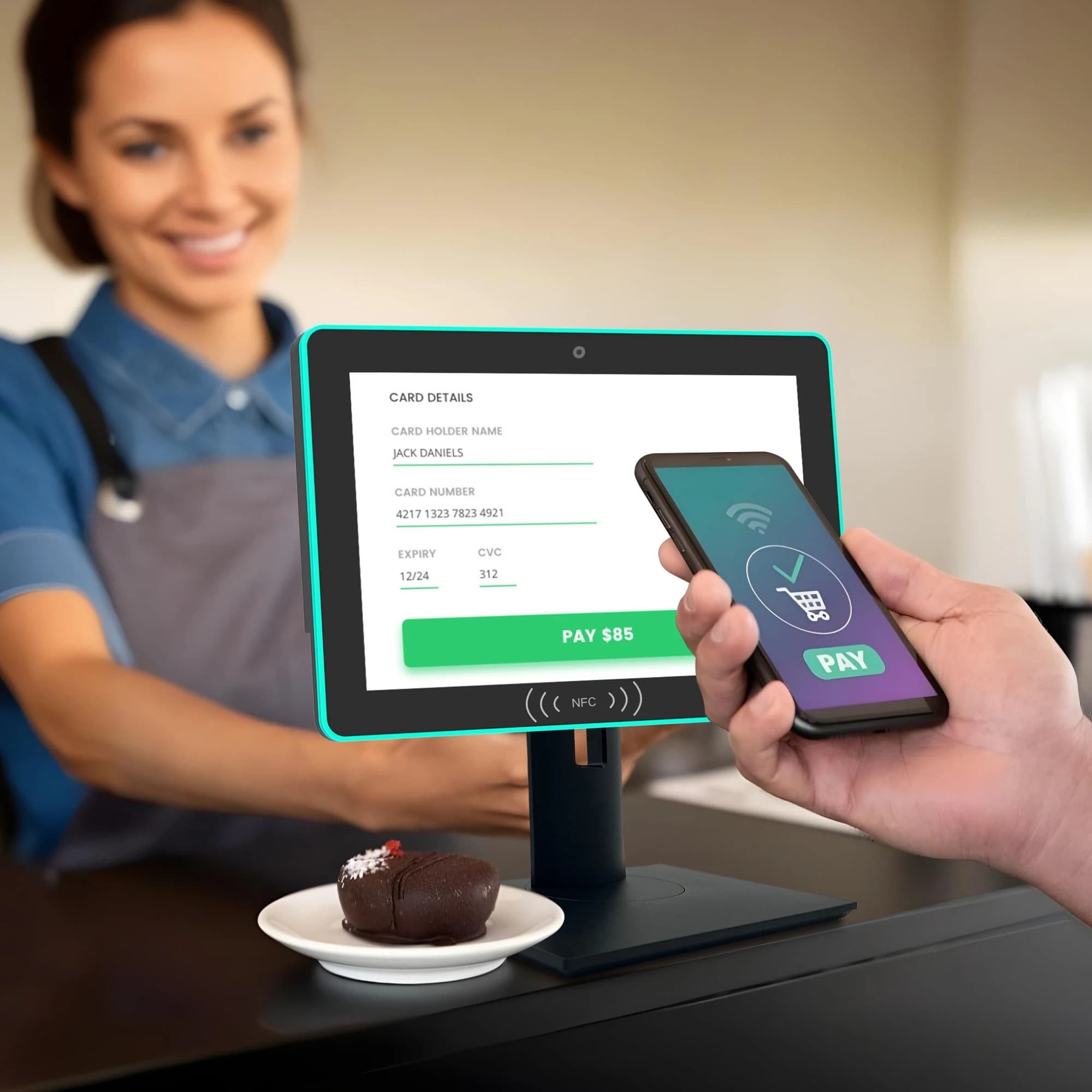 Tablet touchscreen da tavolo da 10,1 pollici Android 11 con display pubblicitario per segnaletica commerciale con luce di pagamento del ristorante