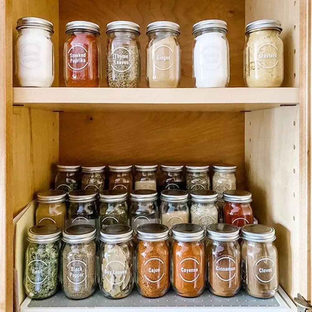144PCS Etichette per barattoli di spezie Set Adesivi per condimenti preimpresso per spezie alle erbe Accessorio per etichettatura per stoccaggio da cucina rimovibile impermeabile