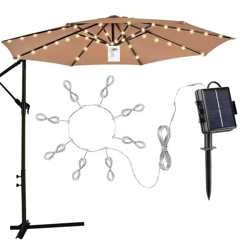 104 LED Solar Power Patio ombrello luci giardino esterno parasole fata String Lamp IP65 impermeabile solare tenda da campeggio lampada luce