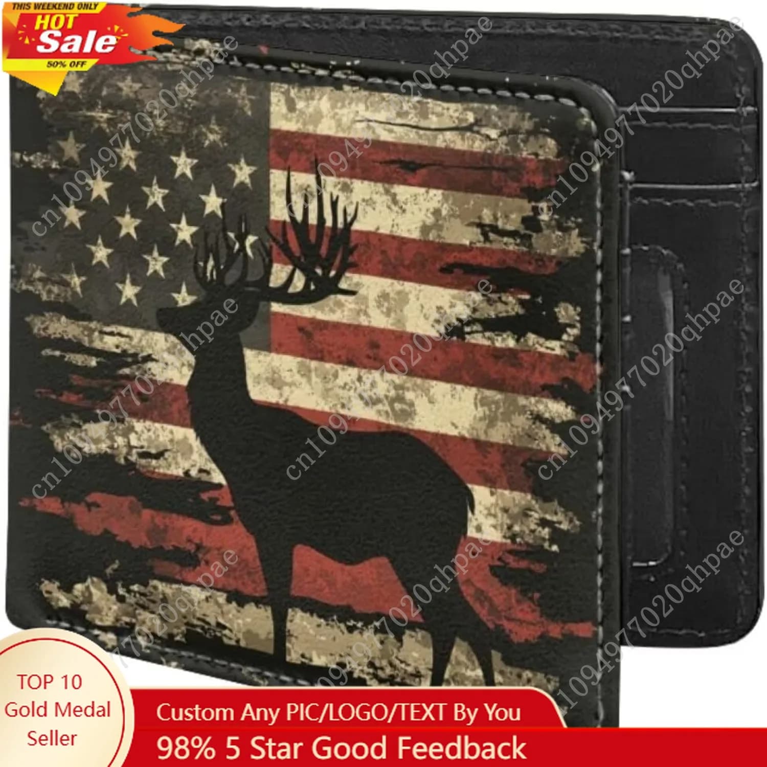 Coldinair Portafoglio da ragazzo con bandiera americana Portafoglio in pelle di cervo per ragazzi Borsa per bambini Portafoglio bifold con blocco Rfid con tasca portamonete e