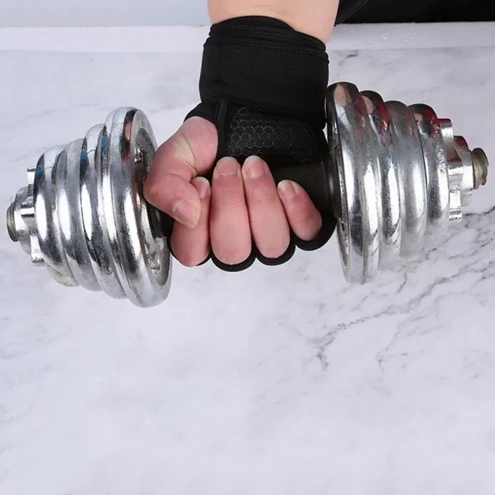 Anti-Slip Gym Fitness Gloves Wrist Protect Wear-Resistant Half Finger Gloves Breathable Black Sport Riding Gloves Fishing