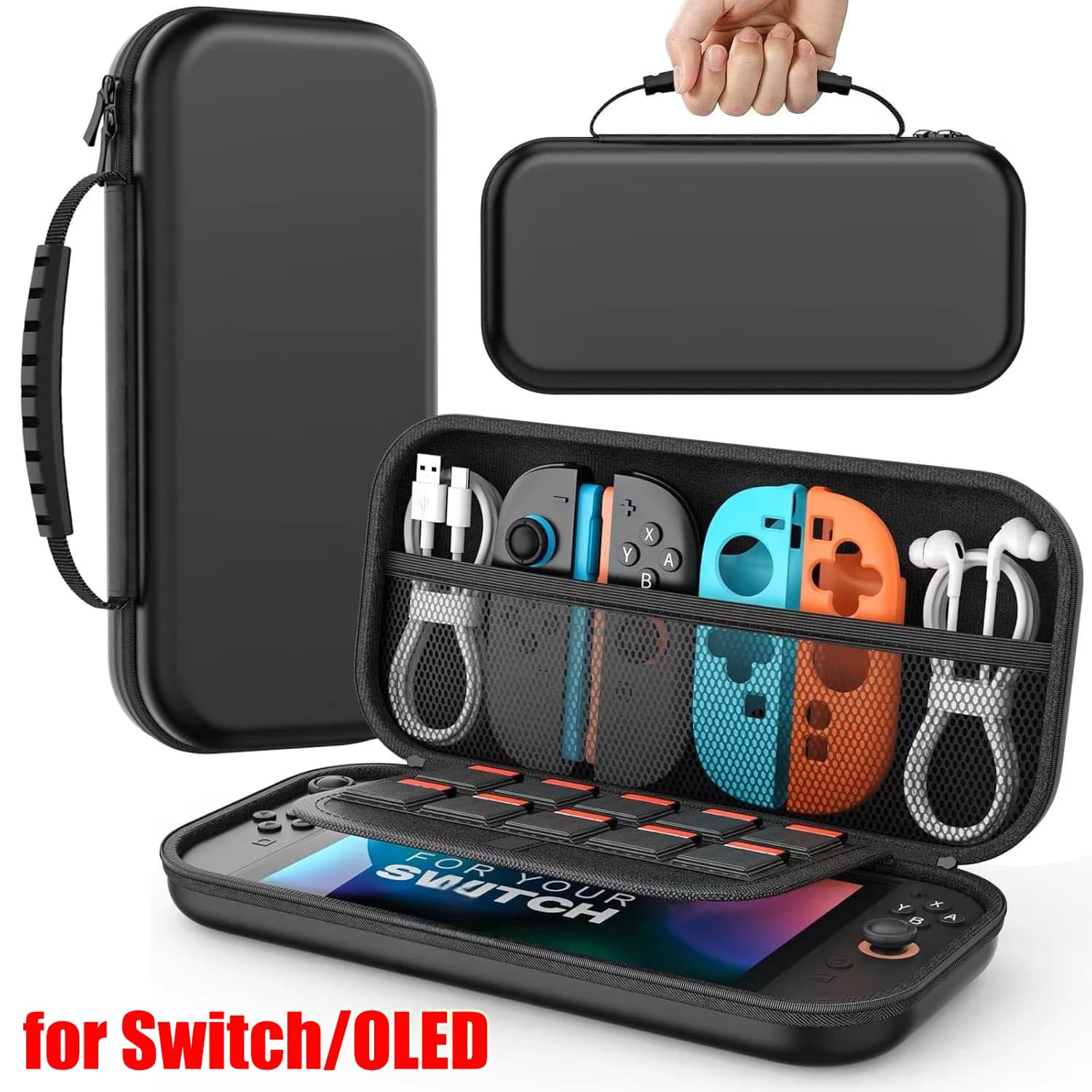 Carrying Bag For Switch OLED Case Compatible with NS, Switch/Switch OLED Carry Clutch Bag with More Space for NS and OLED