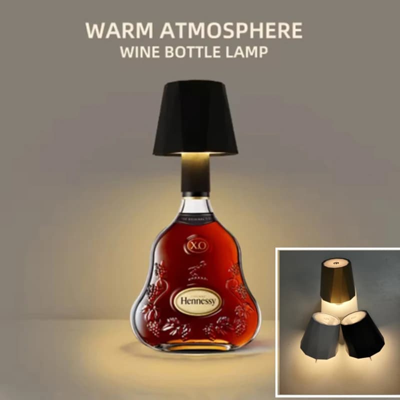 Lampada da tavolo per bottiglia di vino senza fili, controllo touch, luce notturna con regolazione continua a 3 colori, adatta per lampada da tavolo per bottiglia di vino da bar