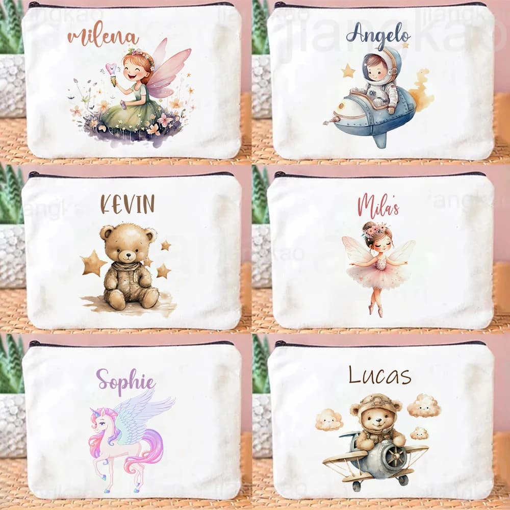 Astuccio personalizzato Nome personalizzato Forniture di cancelleria Borse portaoggetti Astuccio da toilette da viaggio Borsa per trucco Ragazzi Ragazze Regali di compleanno