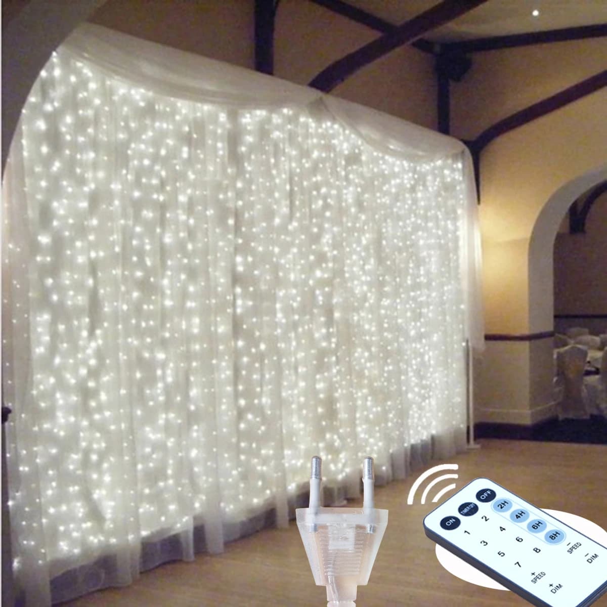 6Mx3M Lucine per ghiaccioli Luci per tende a LED Ghirlanda di Natale per la decorazione del terrazza della casa della festa nuziale di Capodanno