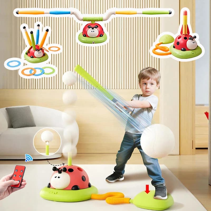 4 in 1 Coccinella Sport Entertainment Game with Sand Bags Baseball Toy Corda Jumping Machine Gun Jumping Lancers Outdoor Game