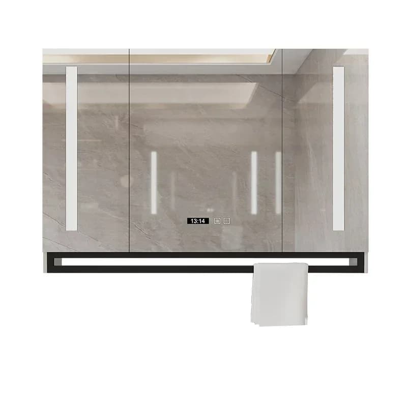 Armadio a Specchio da Bagno con Illuminazione, Organizzatore da Parete, Armadio Guardaroba, Specchio per Camera, Mobile in Legno con Specchi, Arredamento