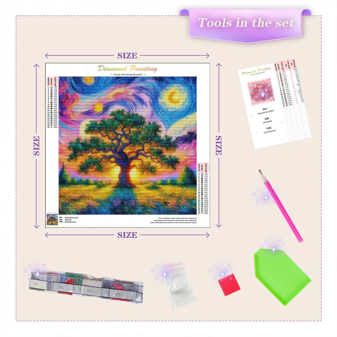 GATYZTORY Diamond Painting Diamond Mosaic Stitch Starry Sky Tree Abstract Classic Painting Simple Handmade Creativity Home Decor