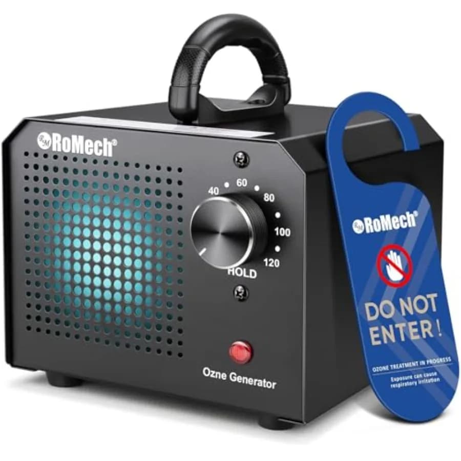 Generatore di Ozono ROMECH 65000mg/h, Ionizzatore ad Alta Capacità, Purificatore d'Aria, Eliminatore di Odori per 6000 Piedi Quadrati Casa, Auto, Seminterrato, Cucina