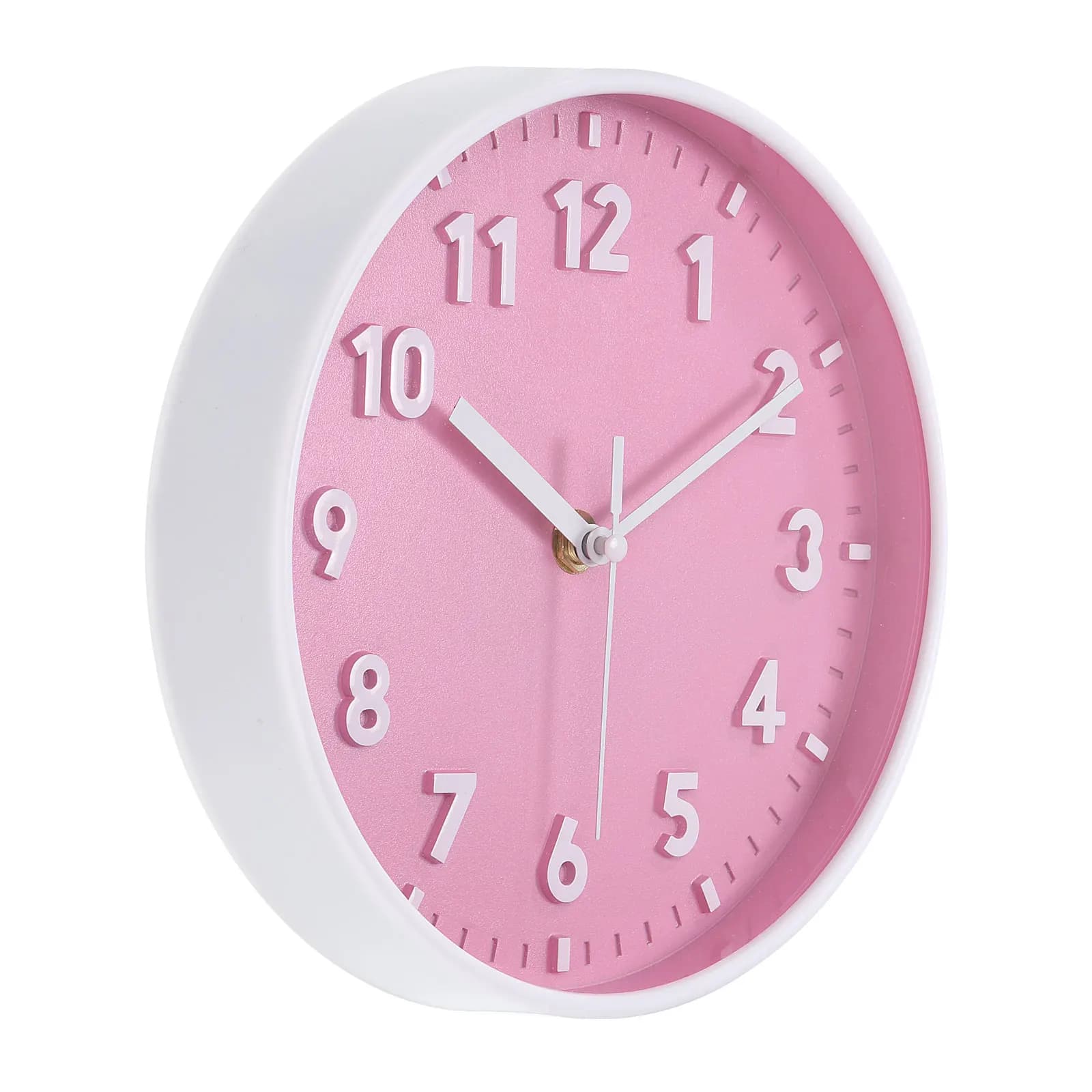Orologio da parete da 8 pollici Numero 3D Orologi da parete rotondi silenziosi senza ticchettio al quarzo a batteria per ufficio camera da letto decorativa rosa