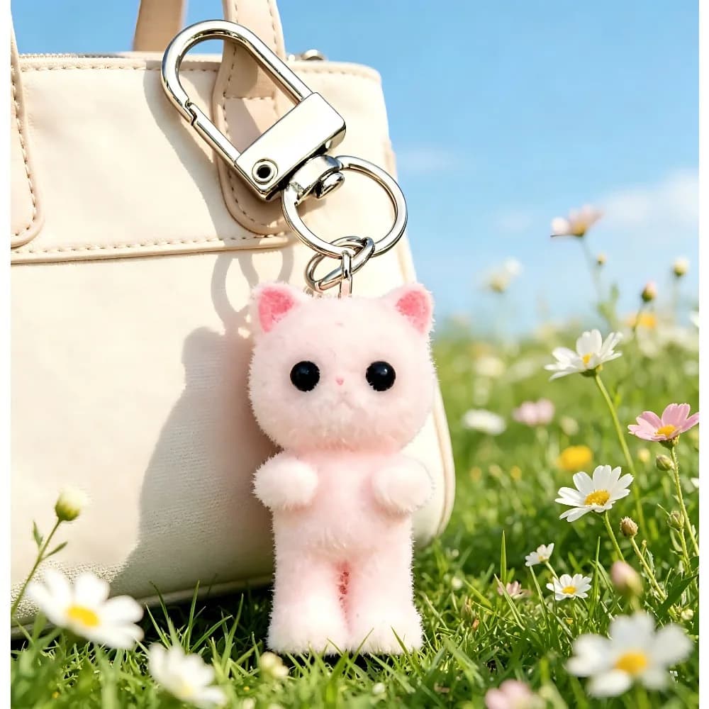 Mini Cute Cartoon Cat Plush Keychain Kitten Doll Creative Backpack Pendant Simulation Animal Keyring Accessories Fashion Gift