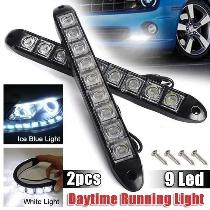 2Pcs 9 LED 12V luce di marcia diurna per auto flessibile impermeabile fendinebbia Day Driving Head Lamp