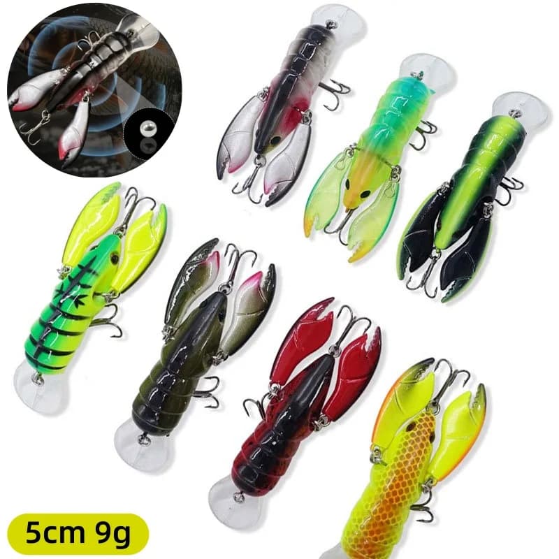Esche da pesca per gamberi Esca dura bionica in ABS snodabile con gancio affilato Esca da pesca Esca artificiale per spigola a testa di serpente