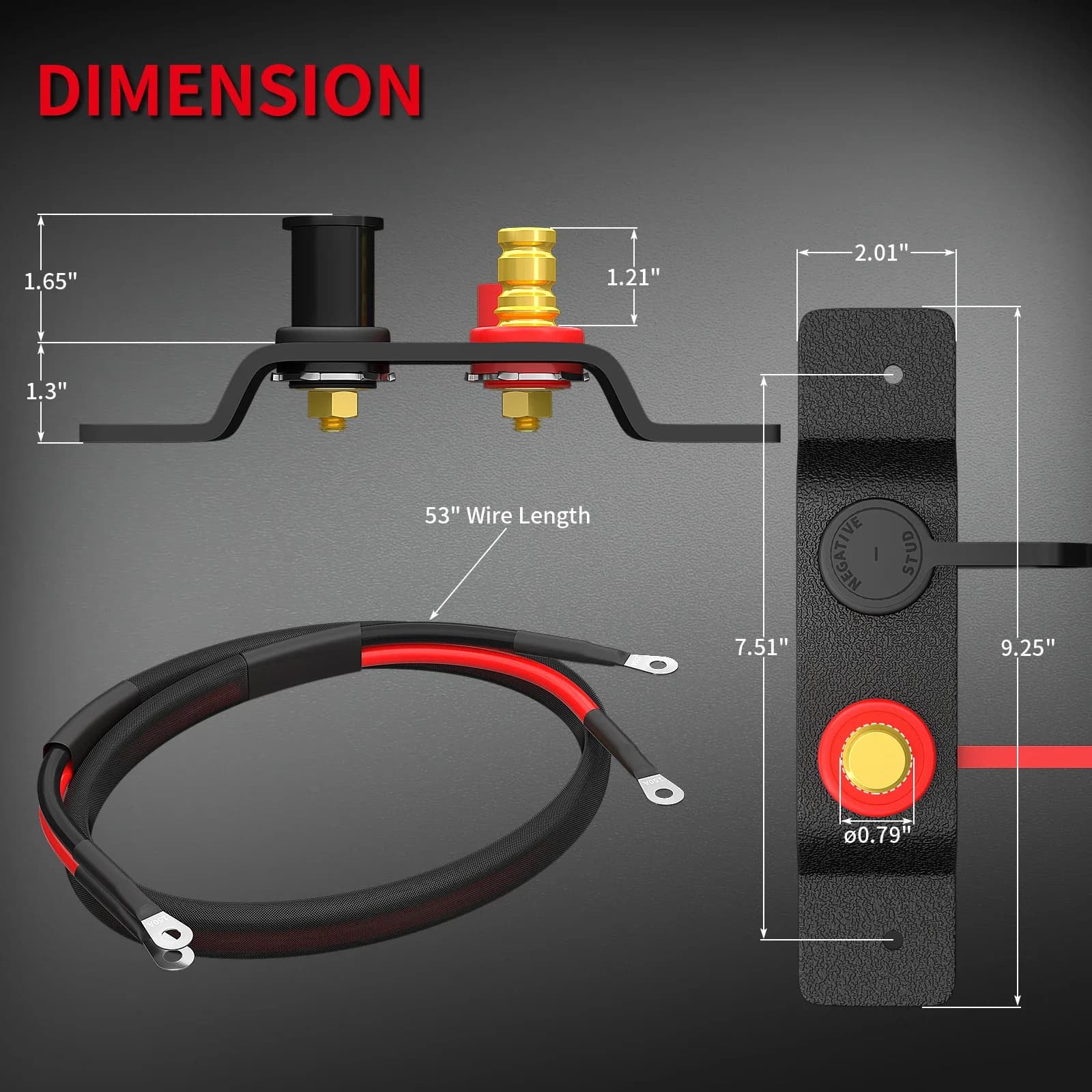 Disponibile BCP-1K Terminale di salto batteria per auto Post 150A Staffa per asta batteria Kit di riposizionamento avviamento batteria a distanza con cavo Le