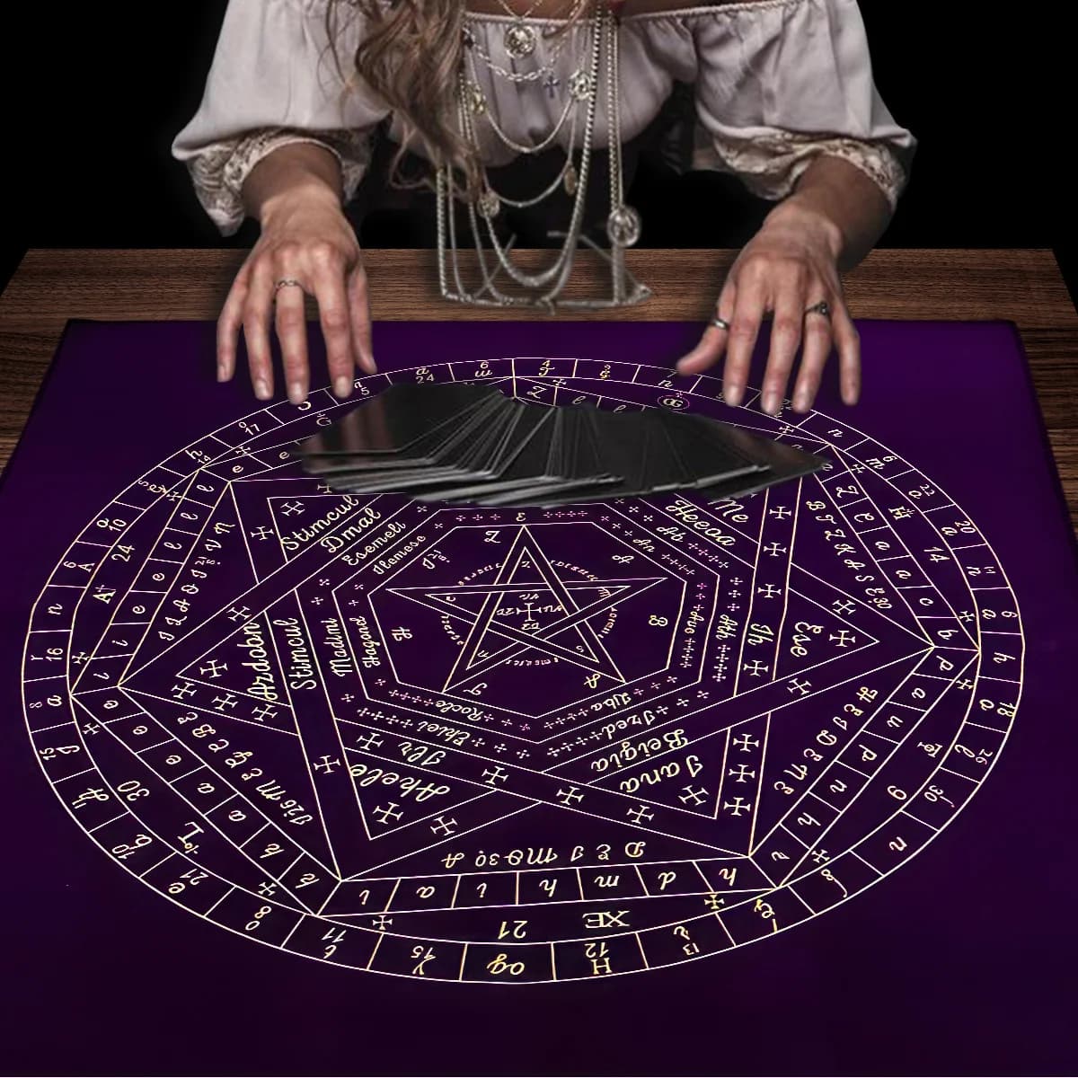Tovaglia per carte dei tarocchi 7 Star Array Mappa Panno per altare Panno per lettura dei tarocchi Gioco da tavolo Tappetino per carte Oracolo spirituale