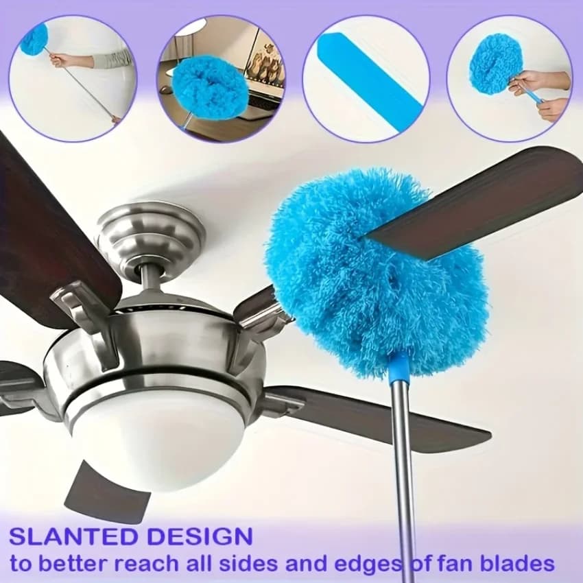 Microfiber Reusable Brush Set for Ceiling Fans - For Home and Camper - Cleaning Without Stress with Powder Blocking Technology