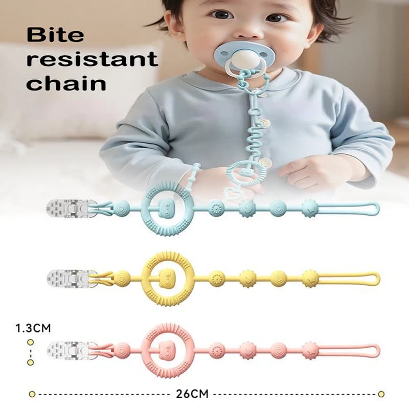 1 pz regolabile ciuccio in silicone catena massaggiagengive giocattoli adatti per seggiolone culla regali per bambini clip ciuccio beige neonati