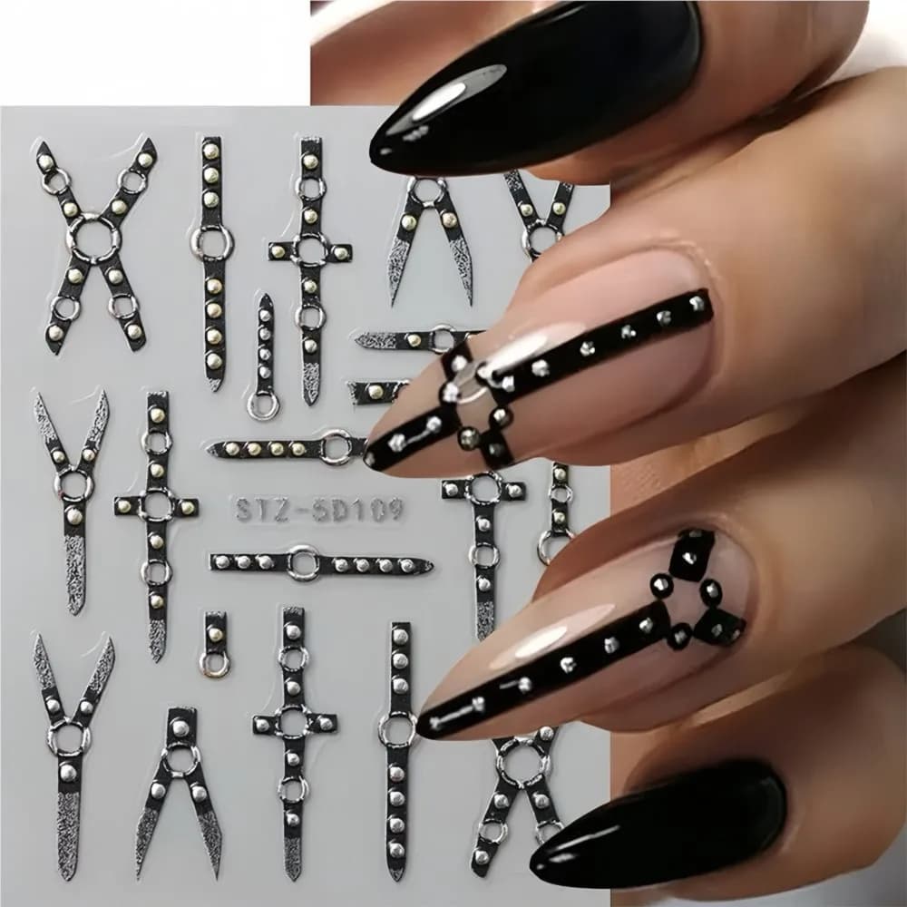1 pz punk gotico linea nera adesivo per nail art glitter benda nera design adesivo decalcomanie per unghie strisce fai da te accessori per manicure