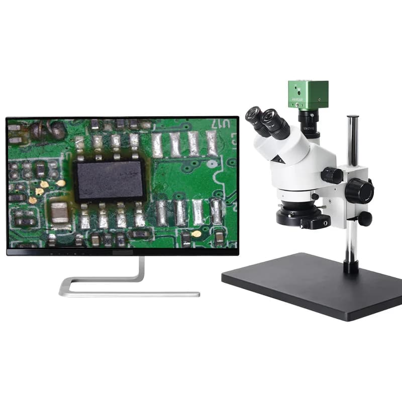 Microscopio stereo trinoculare con videocamera HD 3.5X-45X 4K per dispositivi elettronici di saldatura di riparazioni mobili