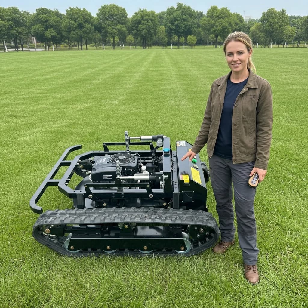 Falciatrice Robotizzata Cingolata Telecomandata per Carichi Pesanti, Larghezza di Taglio 800mm, per la Manutenzione dell'Erba in Aziende Agricole Solari