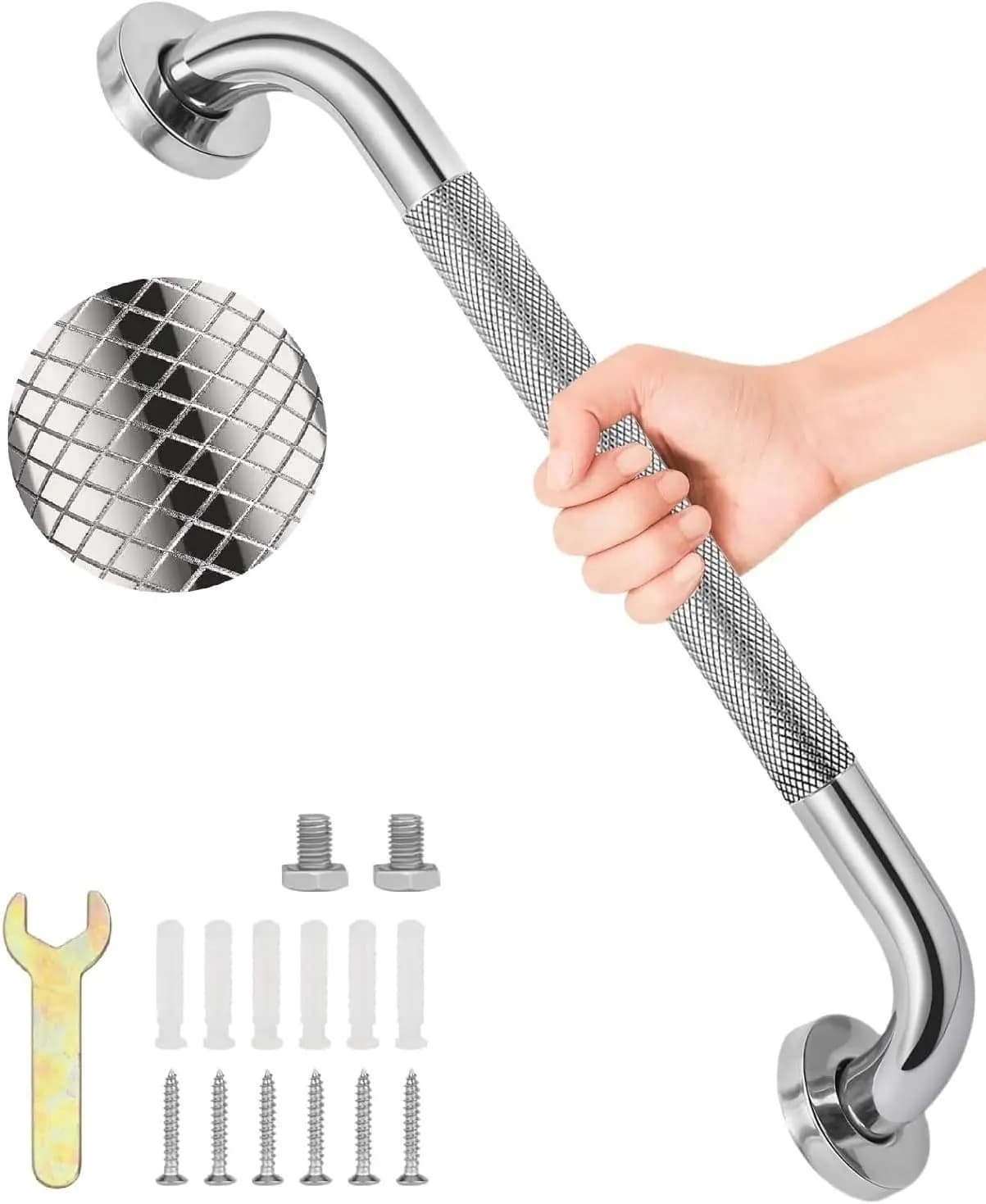 Maniglia di Sicurezza per Bagno, Corrimano per Vasca e WC, Barra di Supporto in Acciaio Inox da 24 Pollici, Maniglia Antiscivolo per Doccia, Porta Asciugamani