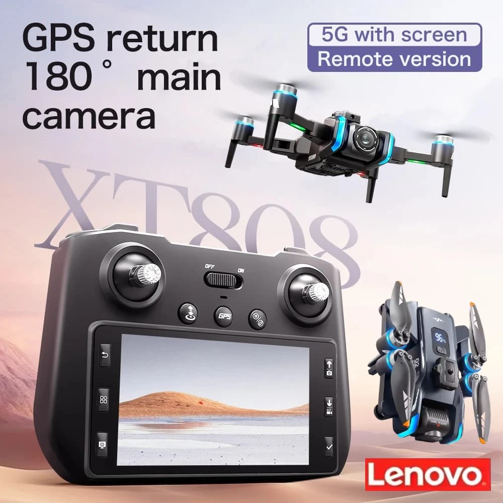 Drone GPS Lenovo XT808 Max con motore brushless, doppia fotocamera HD professionale, 5G WIFI FPV, pieghevole, quadricottero RC.