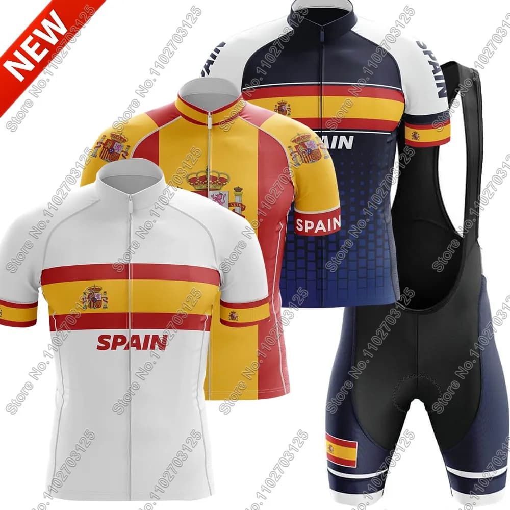 Cycling jersey with flag of Spain 2025 Set Summer clothing of the Spanish national team Road bike shirts Jumpsuit Shorts with bicycle straps MTB Maillot