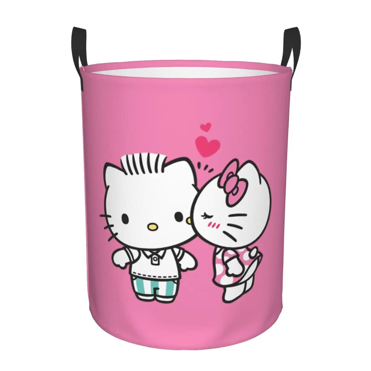 Cesto Portabiancheria Grande Personalizzato a Tema Gatti, Contenitore Portaoggetti per Vestiti e Giocattoli a Cartone Animato per Bambini e Bambine