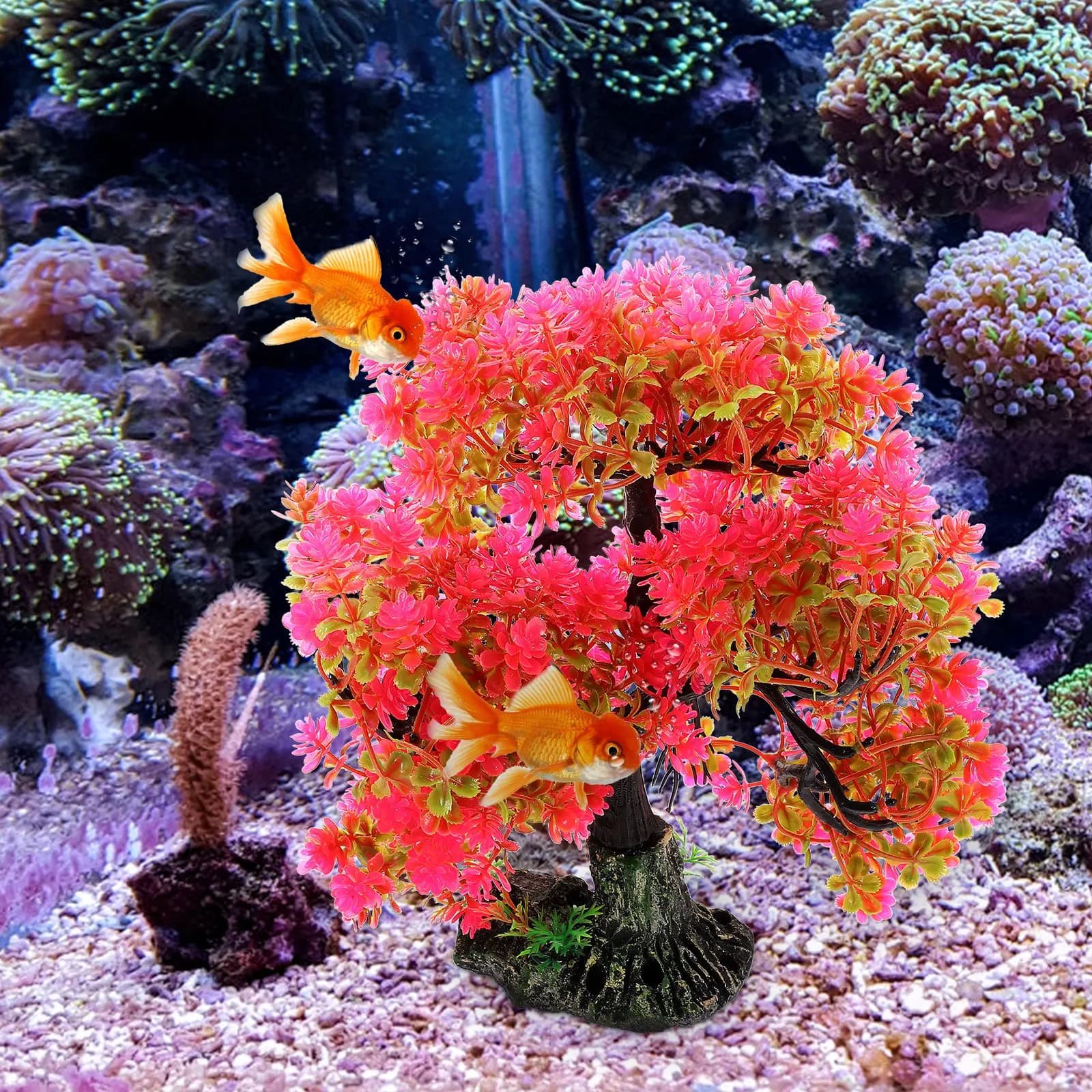Decorazione per Acquario a Forma di Albero Artificiale, Pianta Simulata in Resina per Acquario da Scrivania, Ornamento Subacqueo