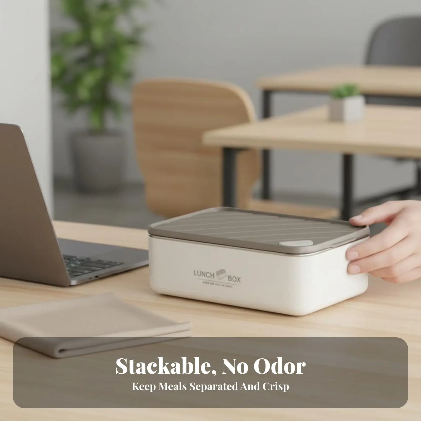 Contenitore per Pranzo in Acciaio Inox 304, Scatola Bento, Ermetica, Adatta al Microonde, Rettangolare, per Studenti, Ufficio