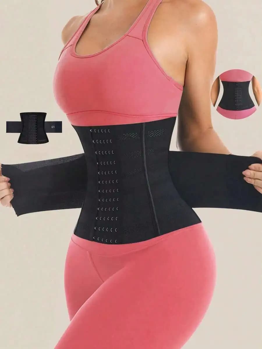 1 Pezzo Guaina Modellante a Doppia Cintura per Donna, Corsetto Contenitivo Snellente per Pancia Piatta, Fascia Modellante Vita B