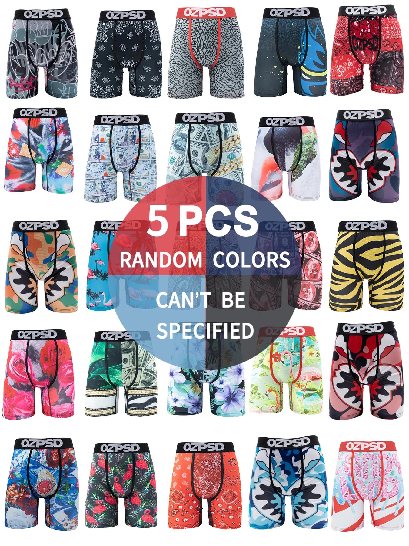 5 pezzi sexy estate uomo boxer intimo traspirante stampato mutandine da uomo mutande maschili taglie forti uomo boxer uomo boxer