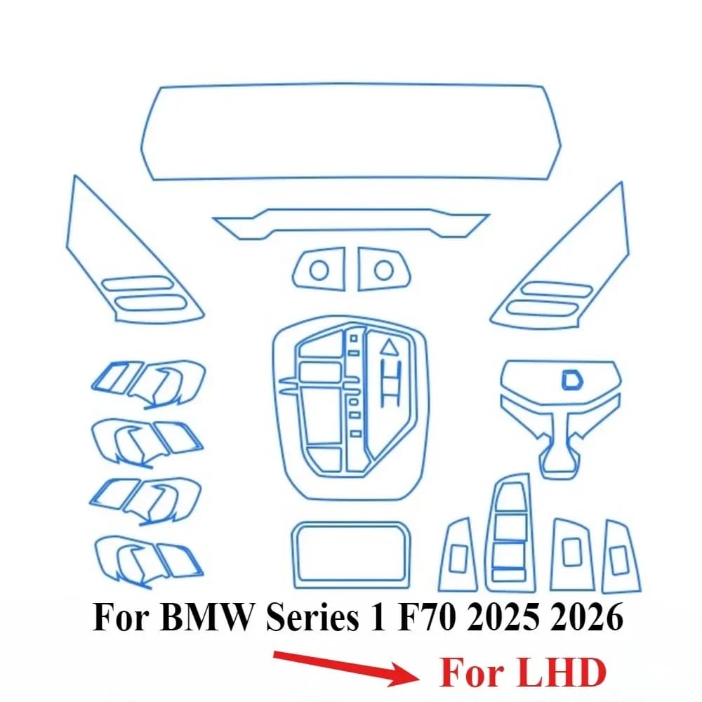 Per BMW Serie 1 F70 2025 2026 Pellicola protettiva Accessori Interni Trasparente TPU Pannello ingranaggi Navigazione GPS Console centrale PPF