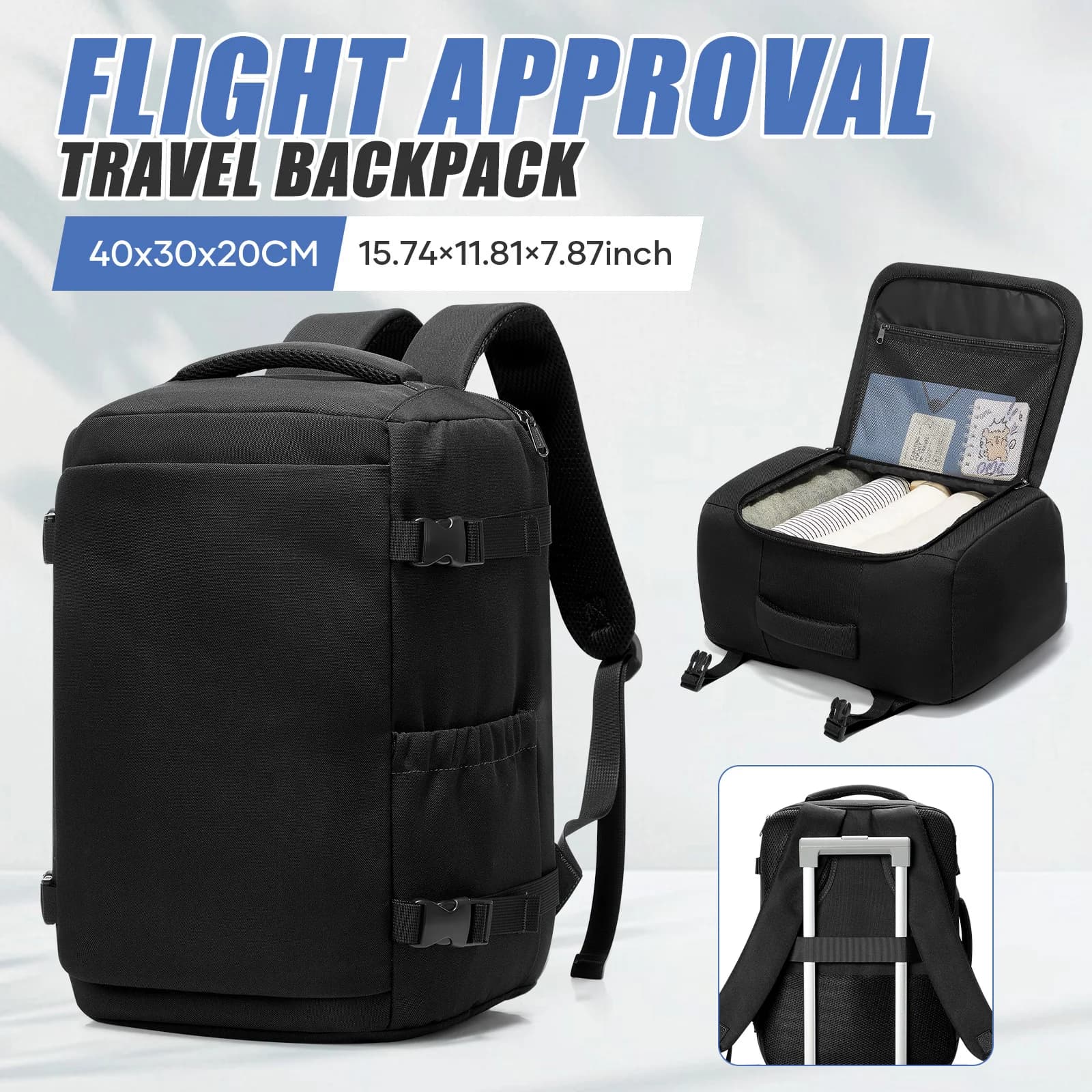 Zaino da uomo, zaino portatile da viaggio, dimensioni cabina, zaino 40x30x20, borsa da cabina Ryanair, bagaglio a mano, zaino per laptop