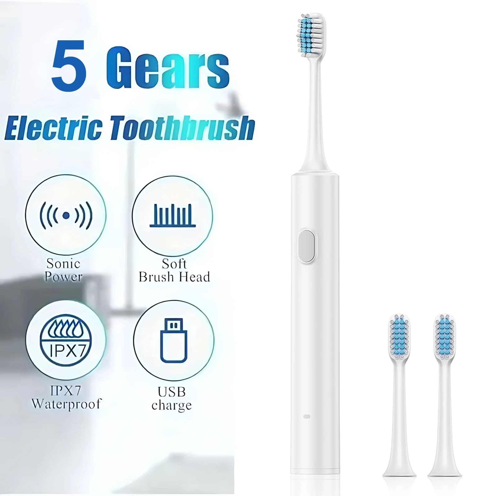 2026 IPX7 Updated Sonic Electric Toothbrush Waterproof Smart Sonic Toothbrush Ultrasonic Toothbrush for Toothbrush
