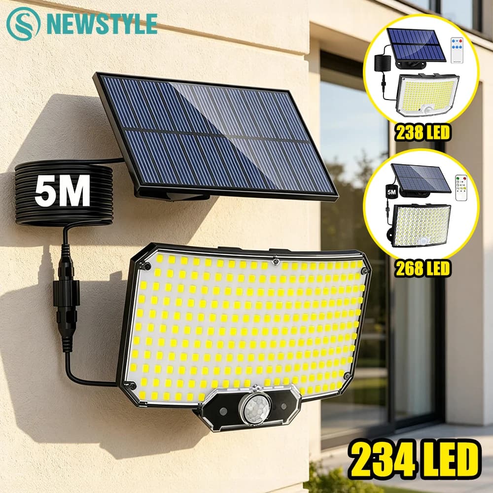 Solar LED Safety Lights with External Movement Sensor, 234/280/226 LED Light, IP65 Waterproof Wall Lamp, Solar Energy Powered, 3 Modes