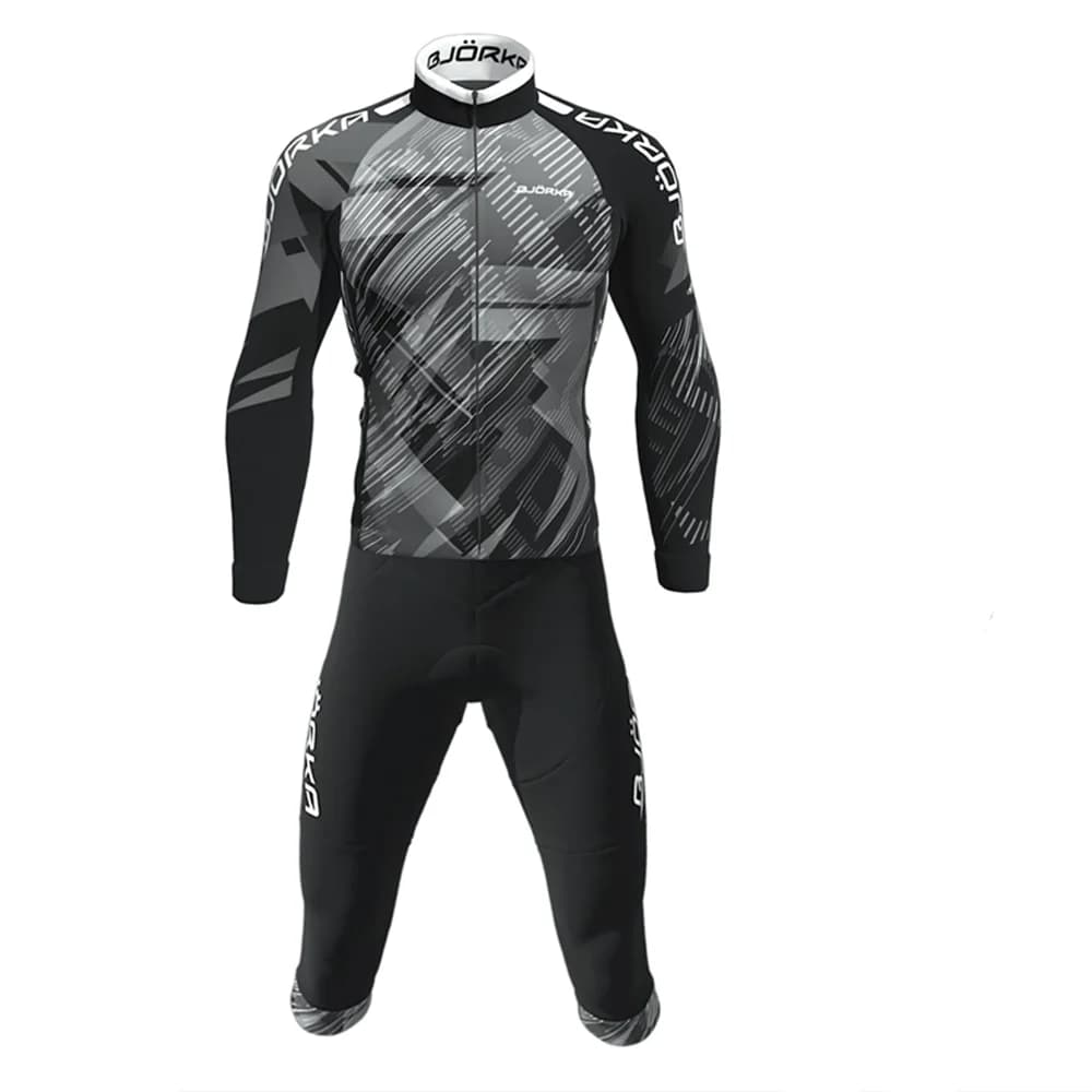 Spring/Autumn Bjorka Cycling Long Sleeves Jersey Waist Dresses Sports Clothing For Men 3/4 Gel Pad Shorts Mtb Street Bike Clothing