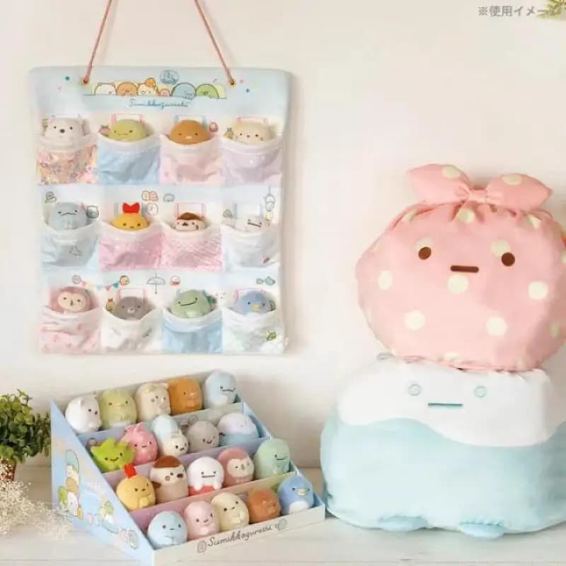 Sumikkogurashi Twelve Grid Little Quilt Wall-Mounted Storage Bag Cute Bedroom Decoration Plush Doll Hairpin Storage Holiday Gift